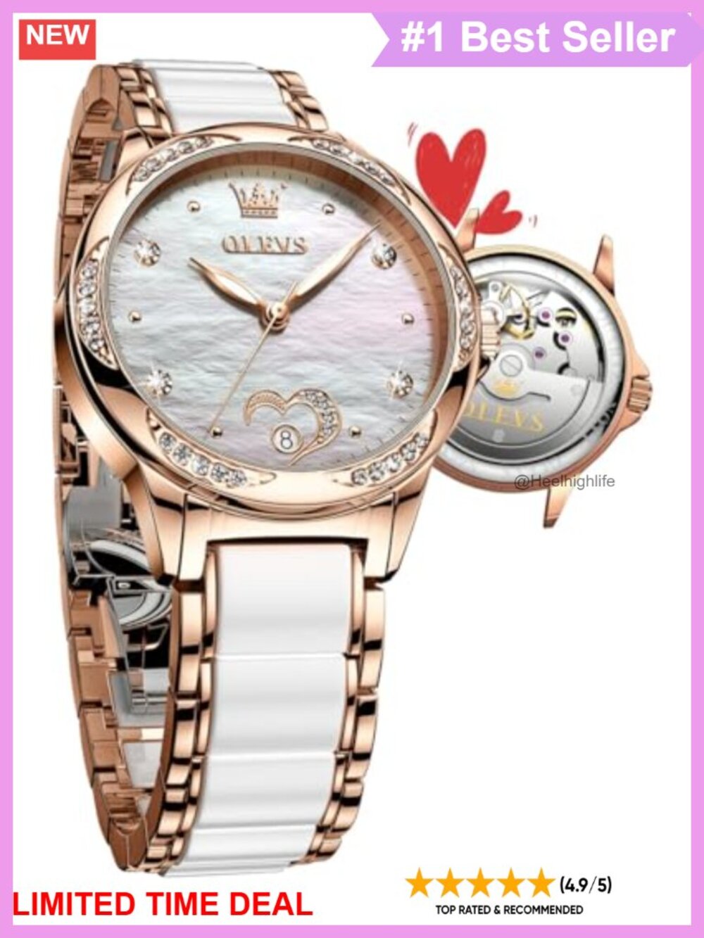 Luxury Automatic Mechanical Watch Ceramic Stainless Steel Bracelet